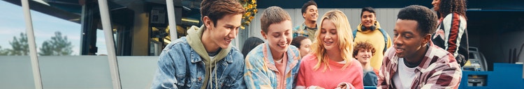 Actor portrayal of a group of older teens in close quarters