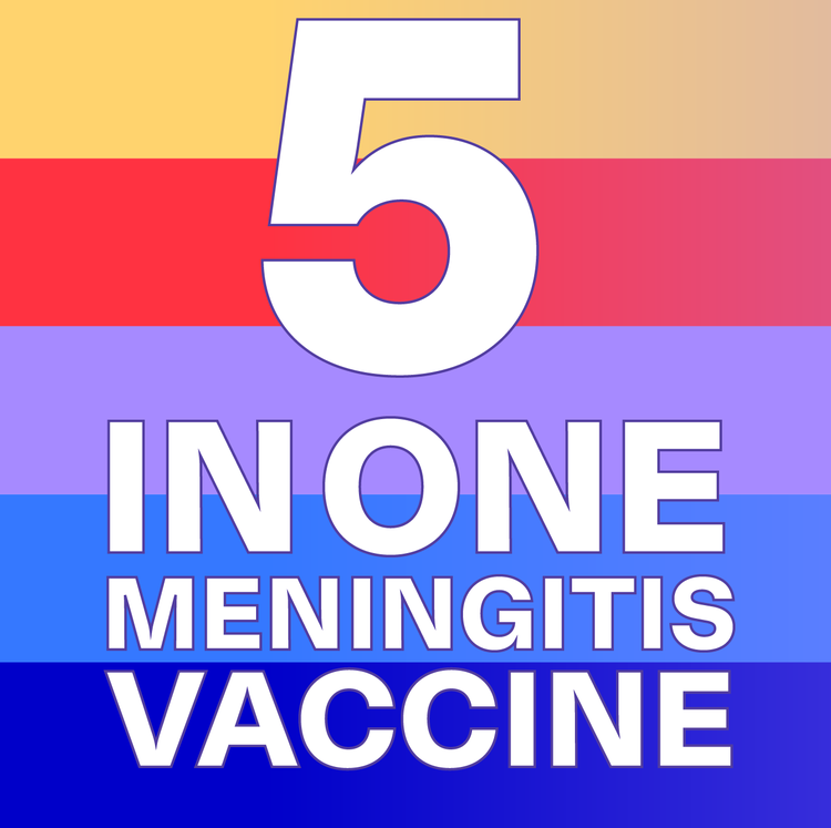 Text reading "5 in one meningitis vaccine"