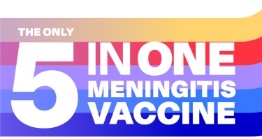 Text reading "The only 5 in one meningitis vaccine"