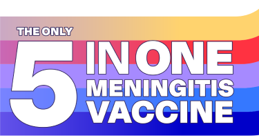 Text reading "5 in one meningitis vaccine"